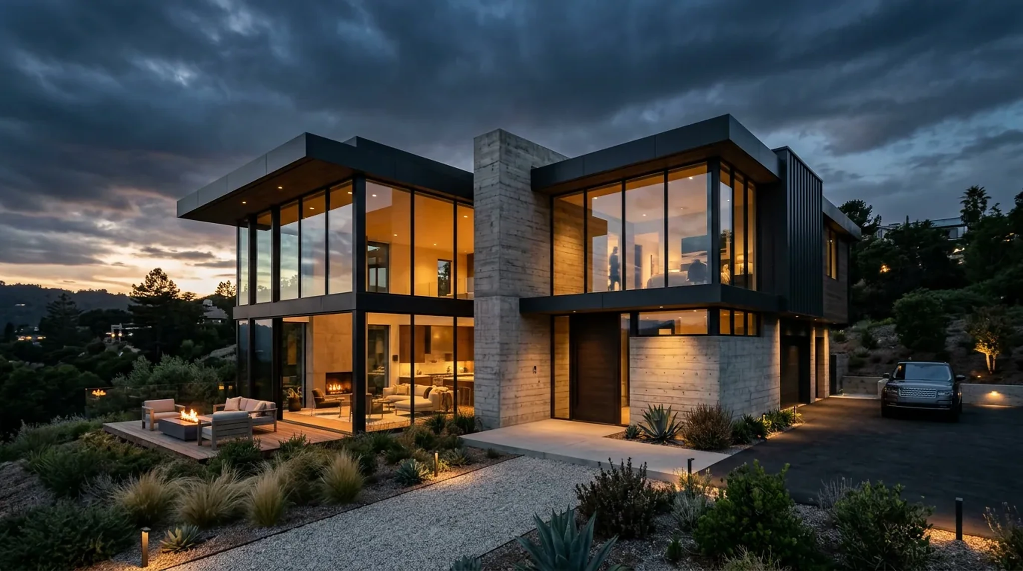 Contemporary residence integrated with the landscape