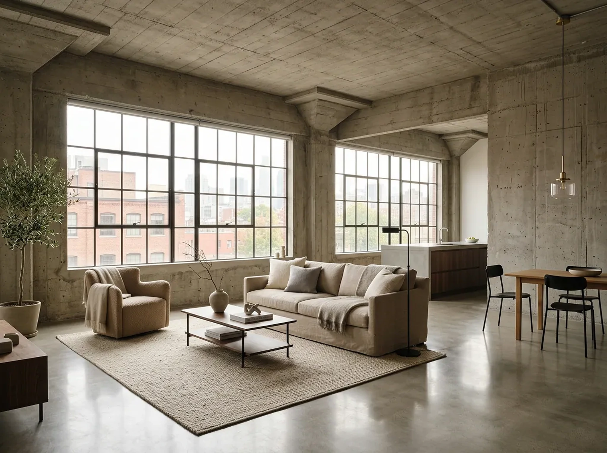 Open loft with sculptural stair